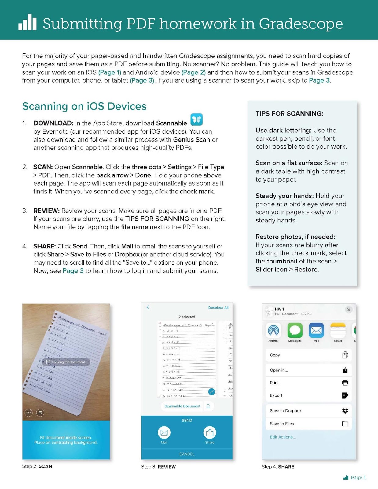 Gradescope Submitting Pdf Homework Ucsb Support Desk Collaboration