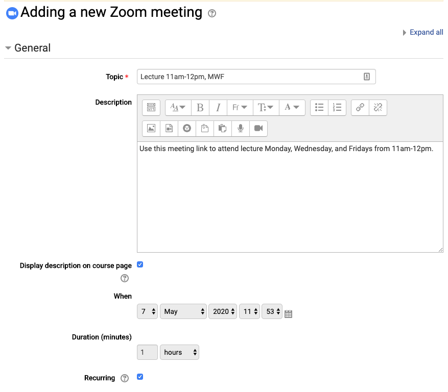 Zoom Recurring Meetings and specific dates/times. UCSB Support Desk